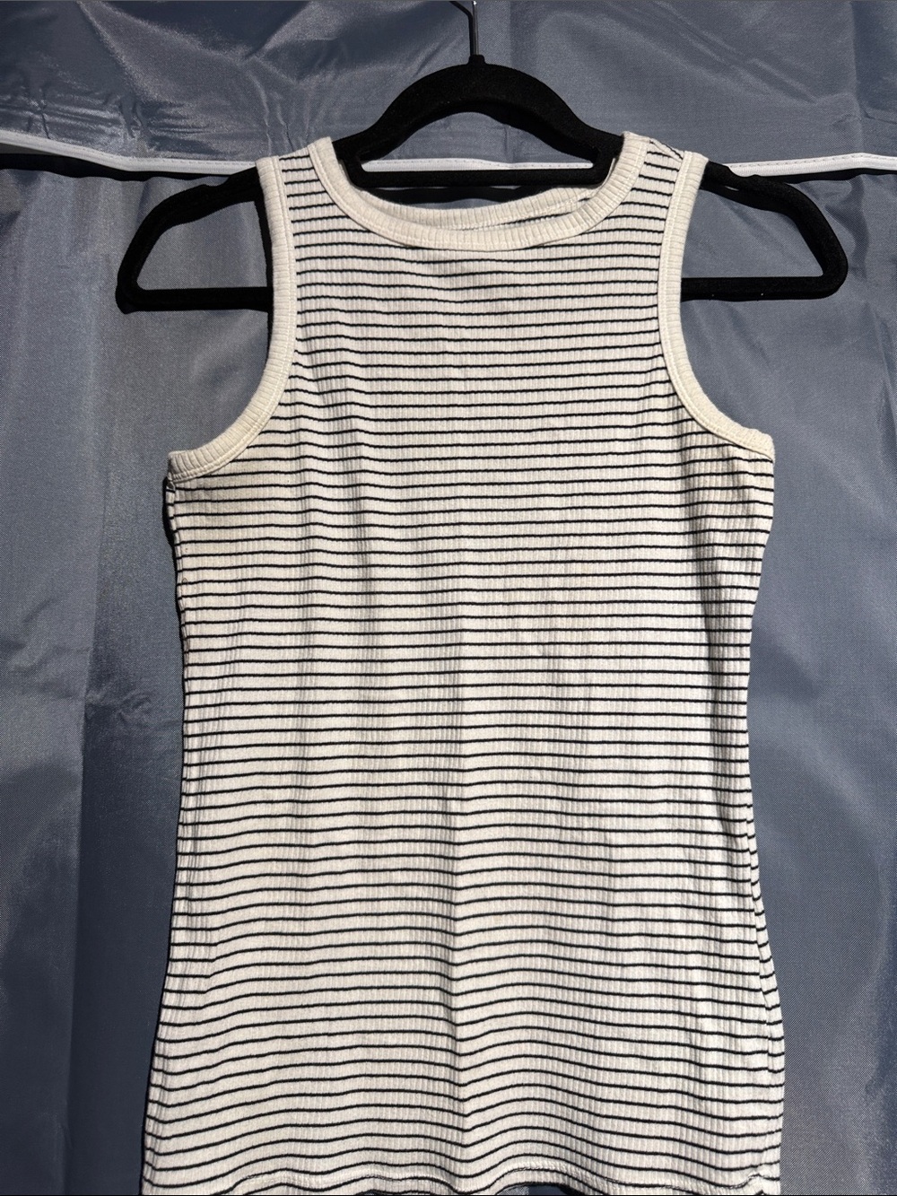 Nine West White Tank Top with Black Stripes